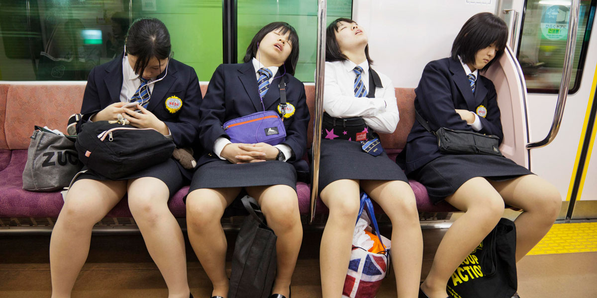 Japanese schoolgirls train