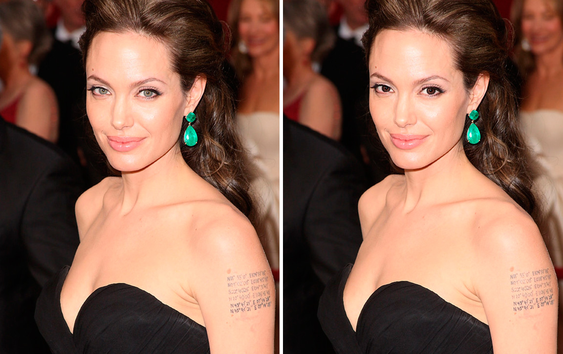 Анджелина Джоли с карими глазами