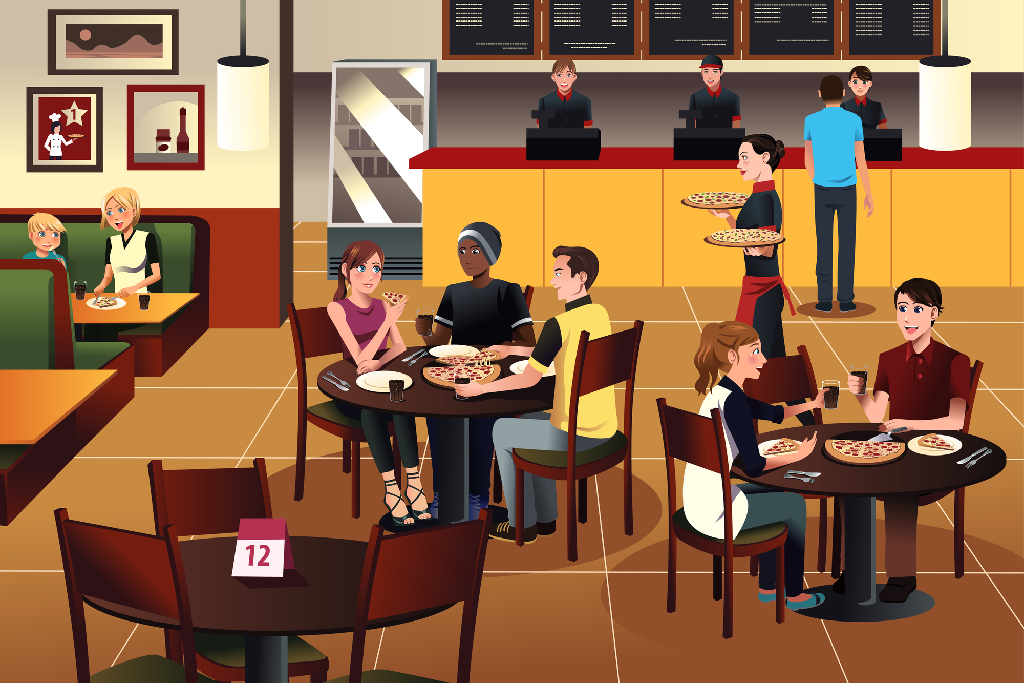 Люди в ресторане иллюстрация