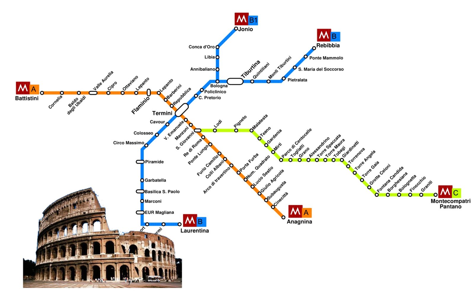 Карта метро римская на карте