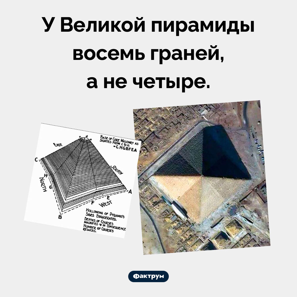 Сколько граней у Пирамиды Хеопса. У Великой пирамиды восемь граней, а не четыре.